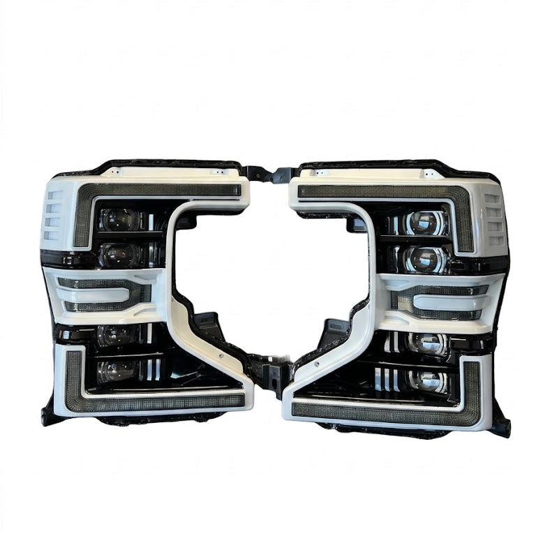 2020-2022 Ford Super Duty Morimoto XB LED headlights painted white two-tone